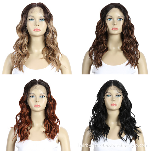 Rebecca fashion 18 inches competitive price Middle Part Lace Front Deep Loose Wave Wig Heat Resistant Fiber Synthetic Hair Wigs